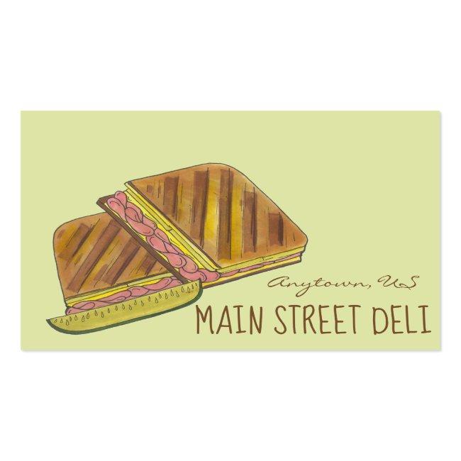 Pressed Cuban Ham Cheese Sandwich Deli Restaurant Business Card