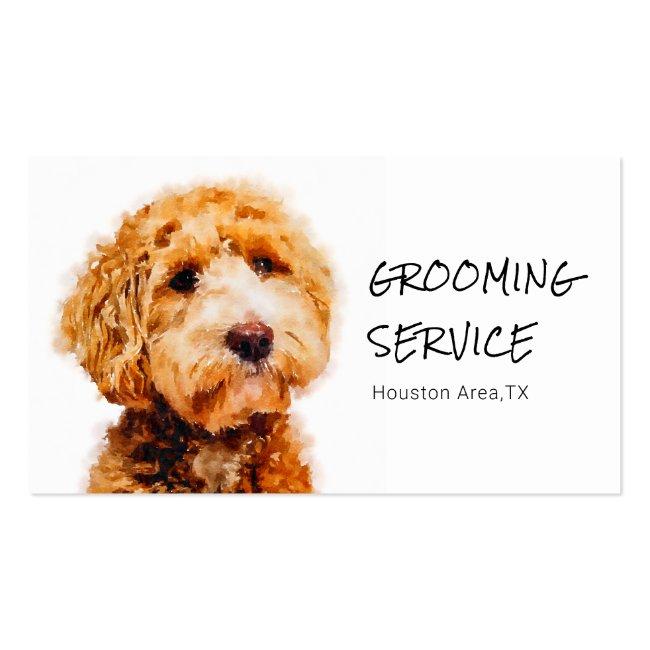 Printed Cute Poodle Dog Grooming Business Card