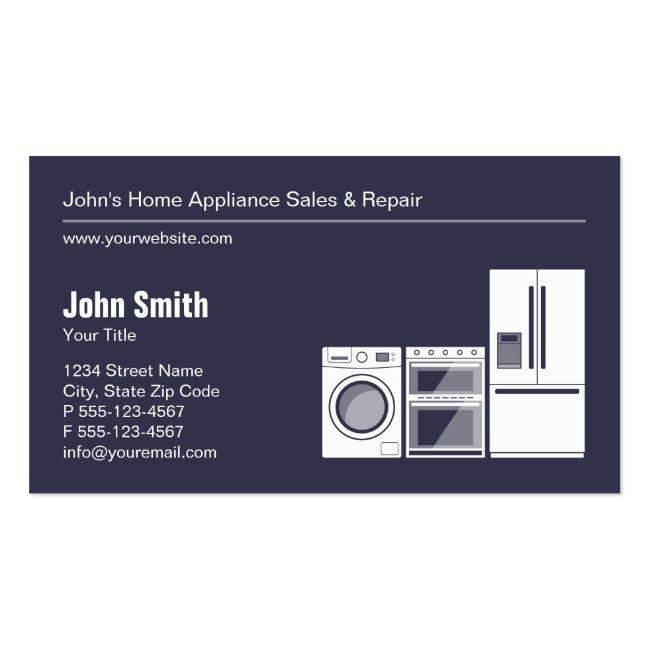 Professional Appliance Repair, Service And Sale Business Card