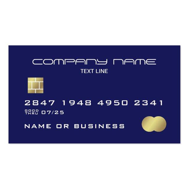 Professional Blue Faux Credit Card Business Card