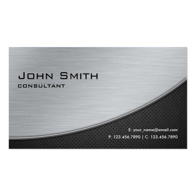Professional Elegant Modern Silver Rounded Corners Business Card