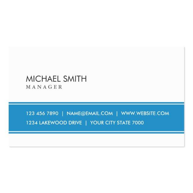 Professional Elegant Plain Simple Blue And White Business Card
