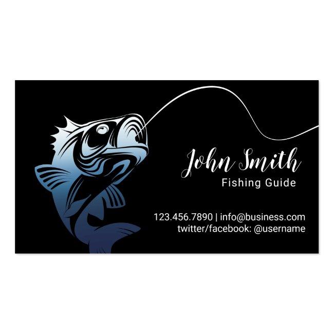 Professional Fishing Guide Service Black Business Card