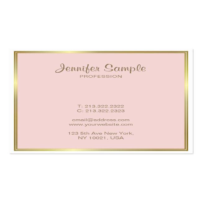 Professional Gold Blush Pink White Luxury Design Square Business Card