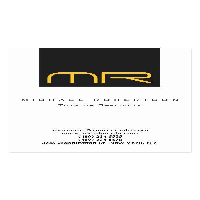 Professional Monogram White Grey Business Card