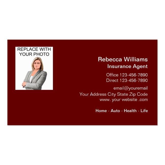 Professional Photo Template Insurance Agent Business Card