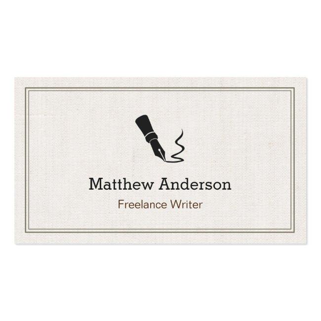 Professional Writer Editor Author - Beige Linen Business Card