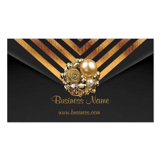 Profile Card Business Gold Jewel Black Velvet Stri