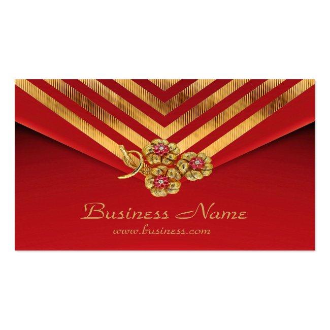 Profile Card Business Gold Stripe Red Velvet Jewel