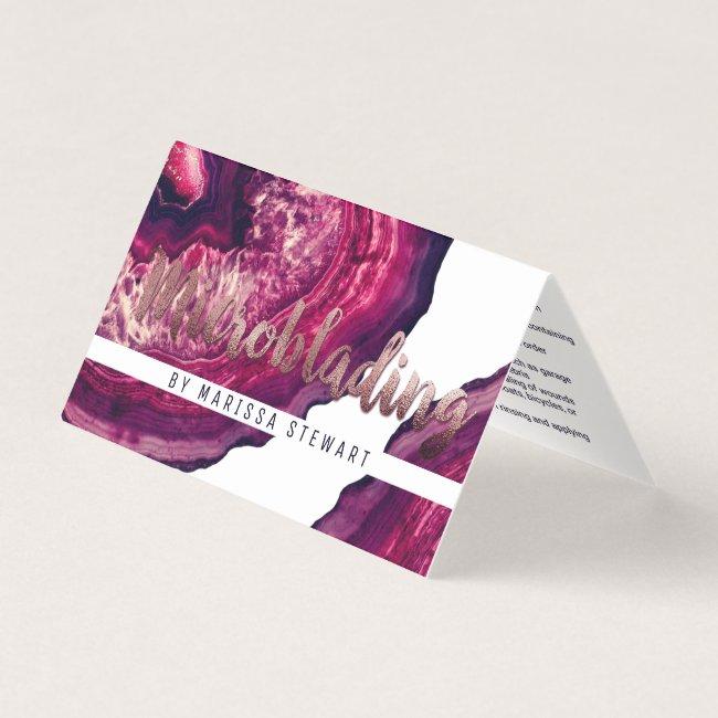 Purple Agate Geode Stone Rose Gold Microblading Business Card