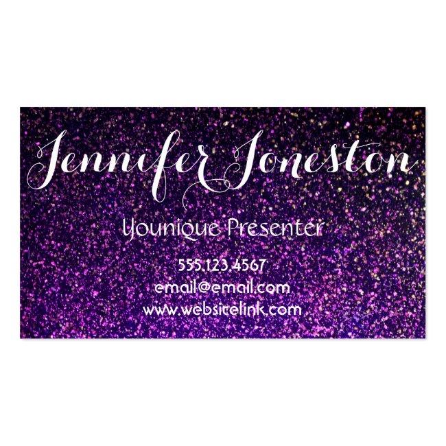 Purple Glitter Business Cards, Presenter Cards