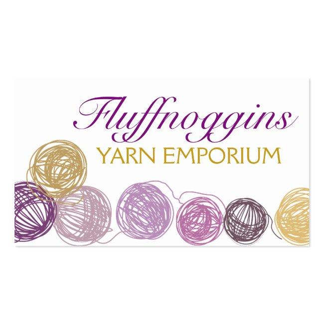 Purple Gold Yarn Balls Knitting Crochet Homespun Business Card