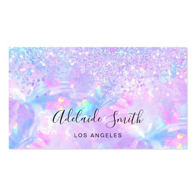 Purple Opal Gemstone Faux Glitter Business Card