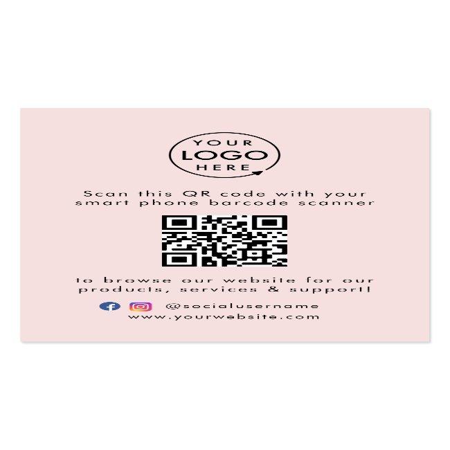 Qr Code Business Website Scan Me Social Media Pink Business Card
