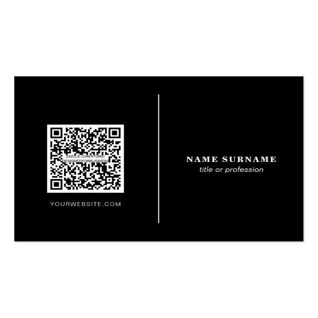 Qr Code Professional Minimalist Social Media Black Business Card