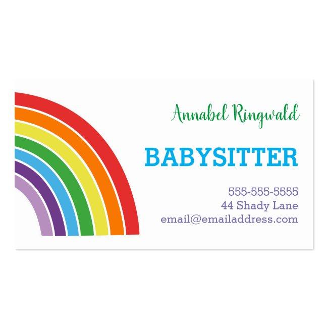 Rainbow Babysitter Childcare Provider Pretty Business Card