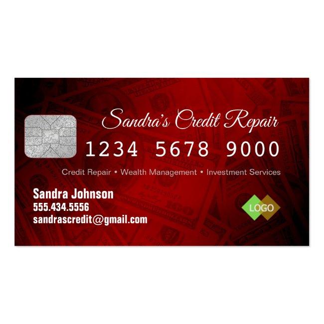 Red And Silver Credit Card Money Business Card