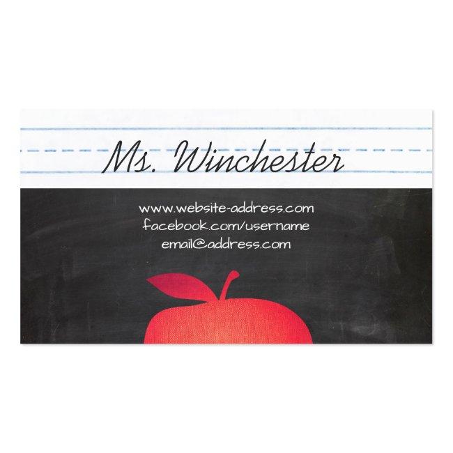 Red Apple Grade School Teacher Education Business Card