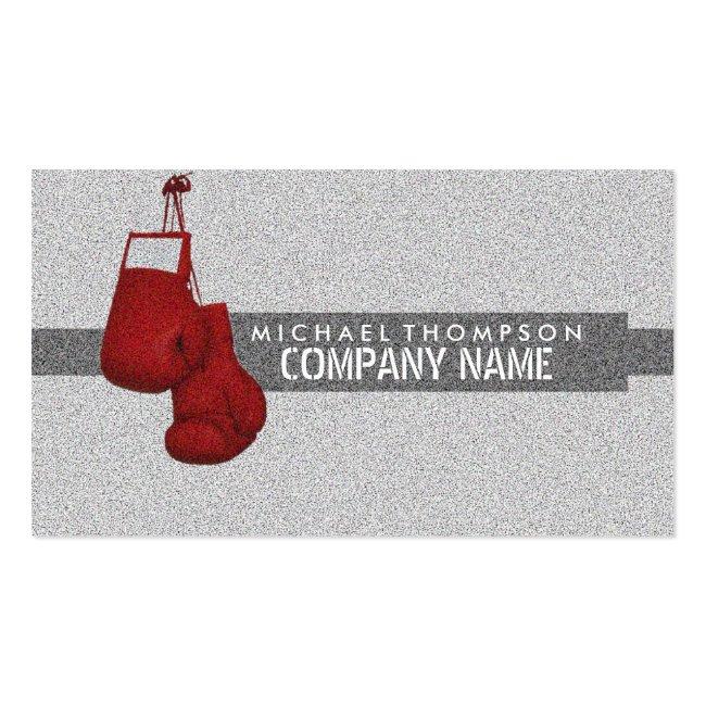 Red Grained Boxing Gloves, Boxer, Boxing Trainer Business Card