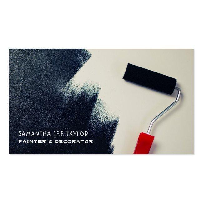Red Paint Roller, Painter & Decorator Business Card