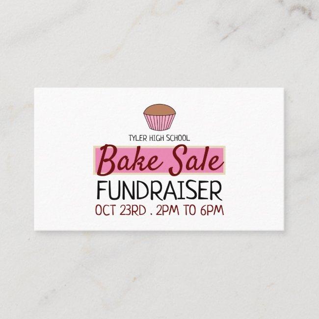 Retro Cake Design, Charity Bake Sale Event Advert Business Card