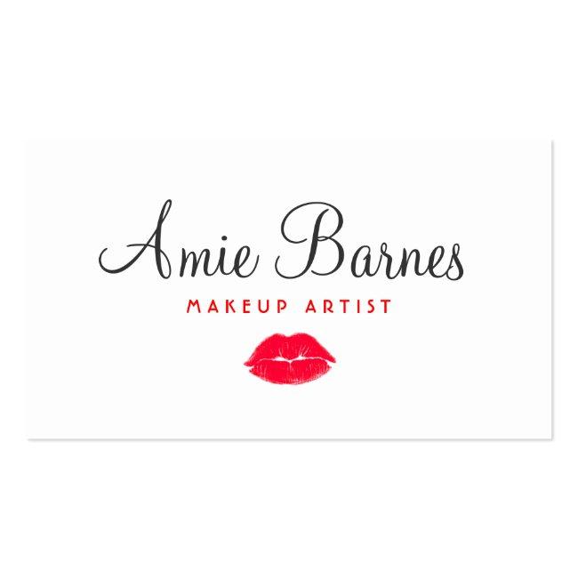 Retro Red Kissing Lips Makeup Artist Beauty Salon Business Card
