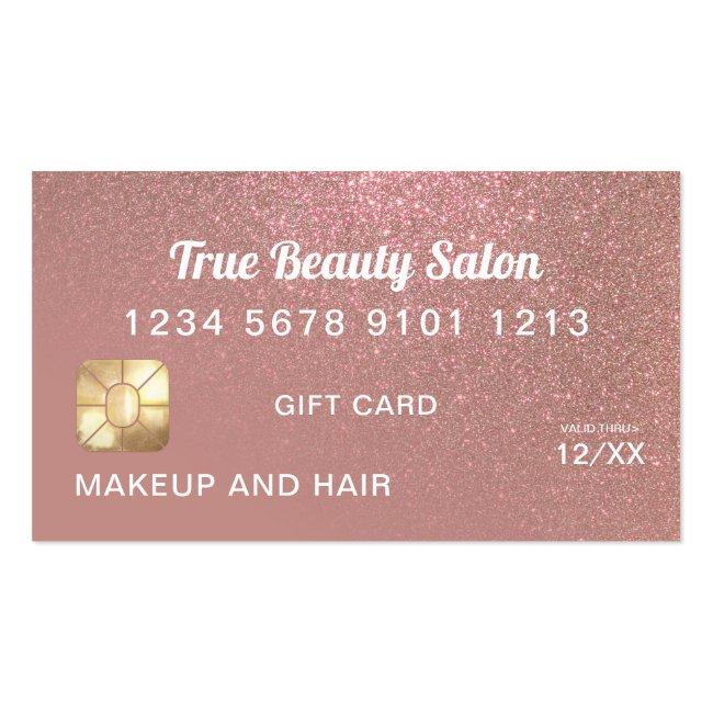 Rose Gold Glitter Credit Card Gift Certificate