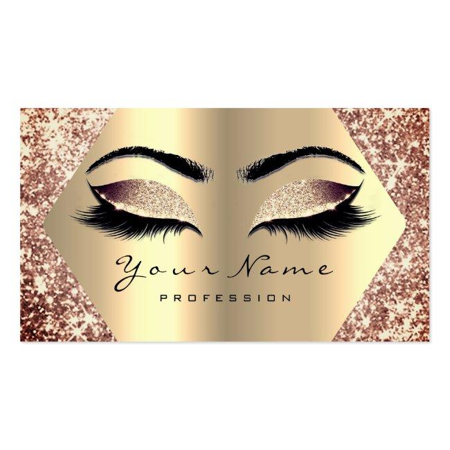 Rose Gold Glitter Makeup Artist Lashes Champaigne Business Card