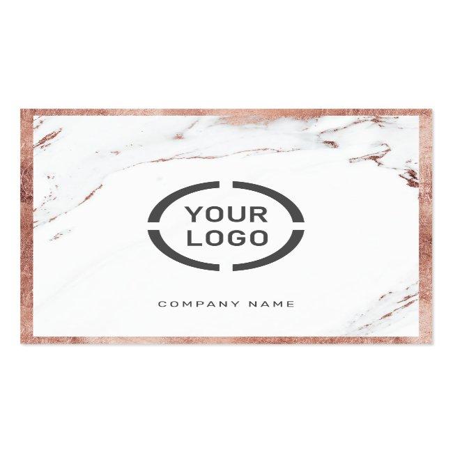Rose Gold Marble Custom Company Logo Professional Square Business Card