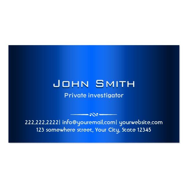 Royal Blue Metal Investigator Business Card