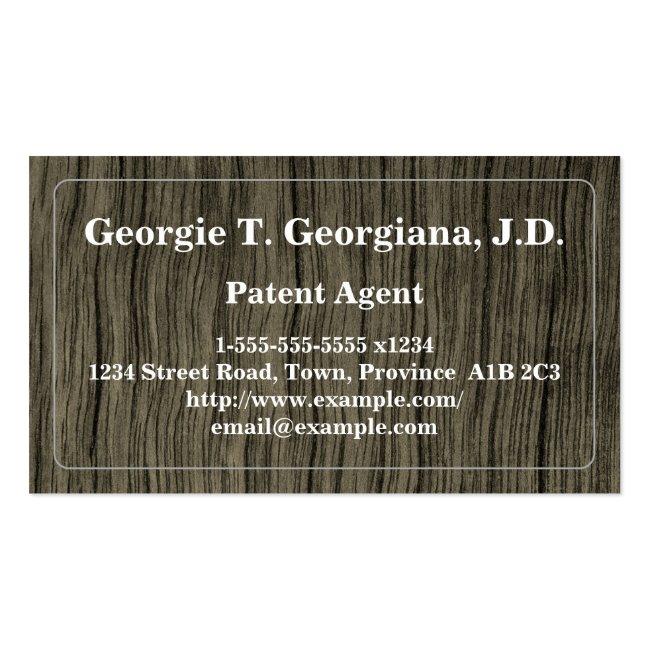 Rustic And Conservative Patent Agent Business Card