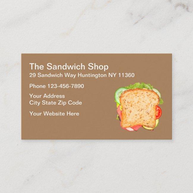 Sandwich Shop Restaurant Business Card