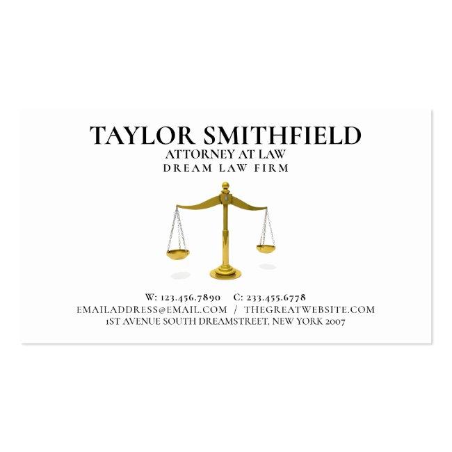 Scales Of Justice Gold Lawyer Attorney Business Card