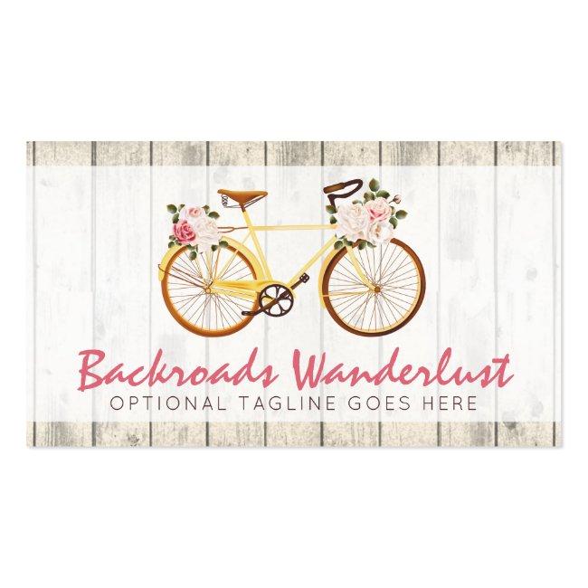 Shabby Chic Vintage Bicycle On Rustic Wood Custom Business Card