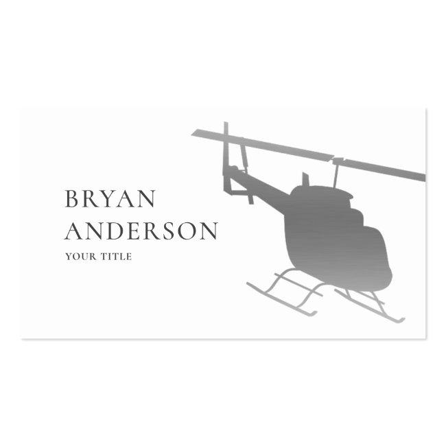 Silver Helicopter Business Card