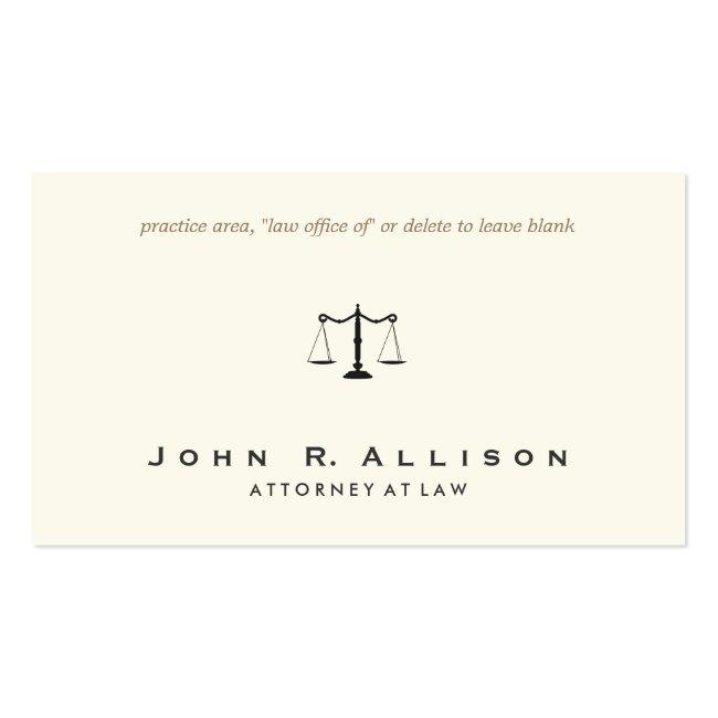 Simple And Sophisticated Attorney Ivory Business Card