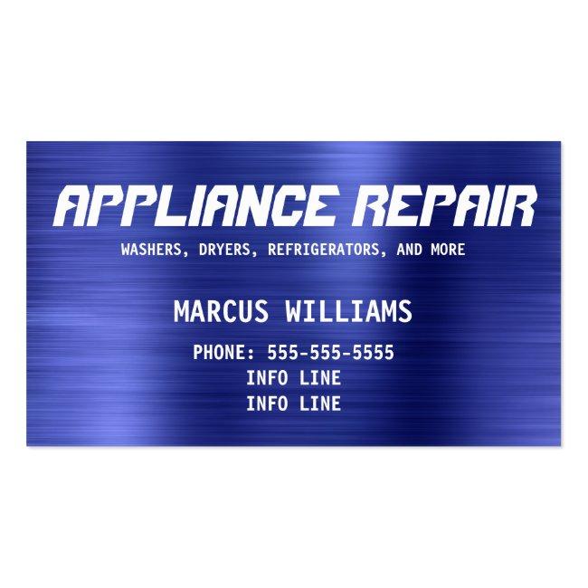 Simple Blue Appliance Repair Business Card Magnet