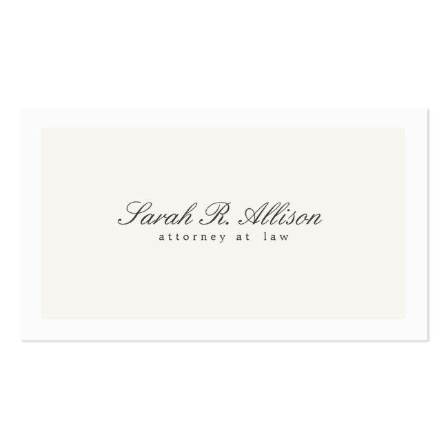 Simple Elegant Attorney Professional Cream Business Card