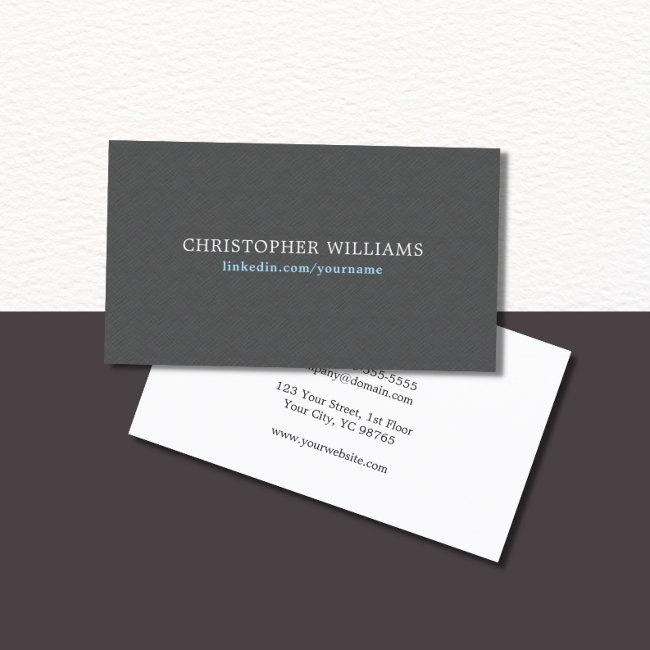 Simple Elegant Texture Grey Blue Consultant Business Card