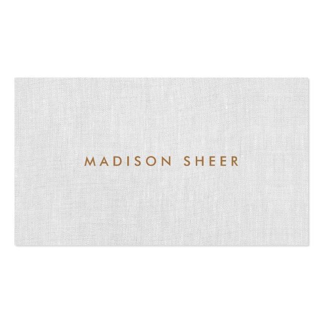 Simple Modern, Light Gray Linen Professional Business Card