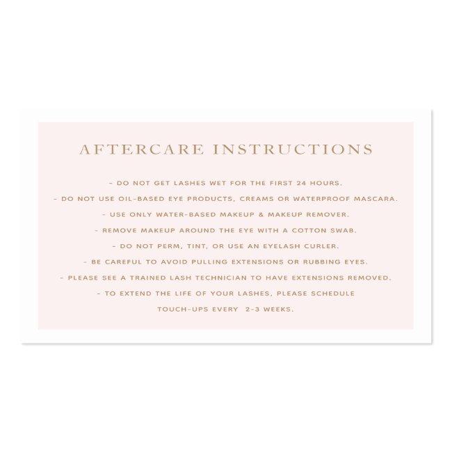 Simple Pink  Aftercare For Lash Extensions Spa Business Card