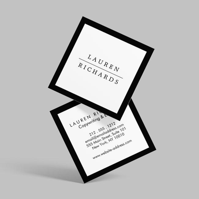 Simple Professional Luxe Black And White Square Business Card