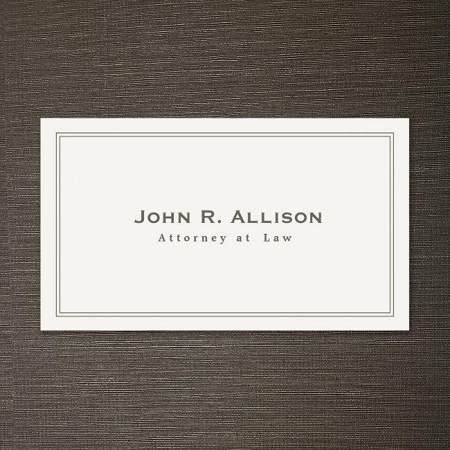 Simple Traditional  Ivory Professional Lawyer  Business Card