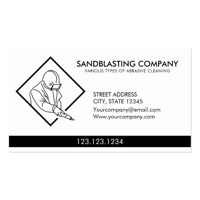 Simple White Sandblasting Power Washer Cleaning Business Card