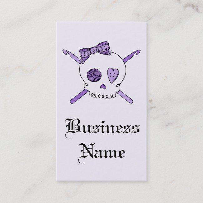 Skull & Crochet Hooks (purple Background) Business Card