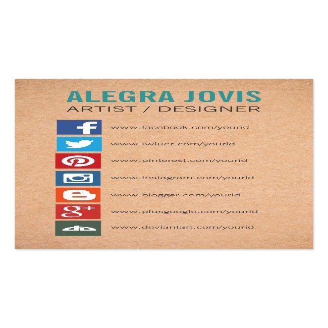 Social Media Icons Symbols Business Card