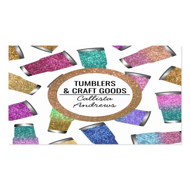Sparkly Modern Glitter Tumbler Crafter Square Business Card