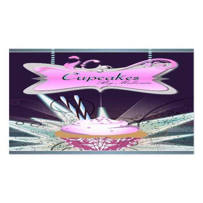 Spectacular Pink Swirl Cupcake Business Card