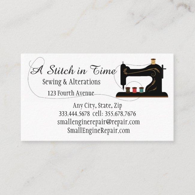 Stitch In Time Sewing Alterations Repair Business Card