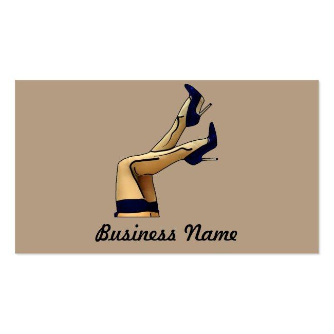 Stockings And Blue Stiletto Heels Business Card